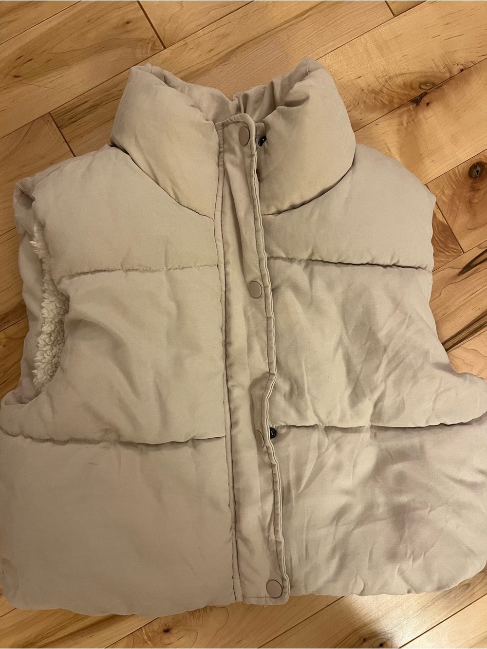 Ci Sono Cream Quilted Puffer Vest with High Collar